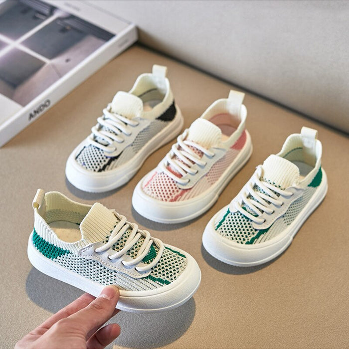 Lace Up Mesh Patterned Casual Shoes