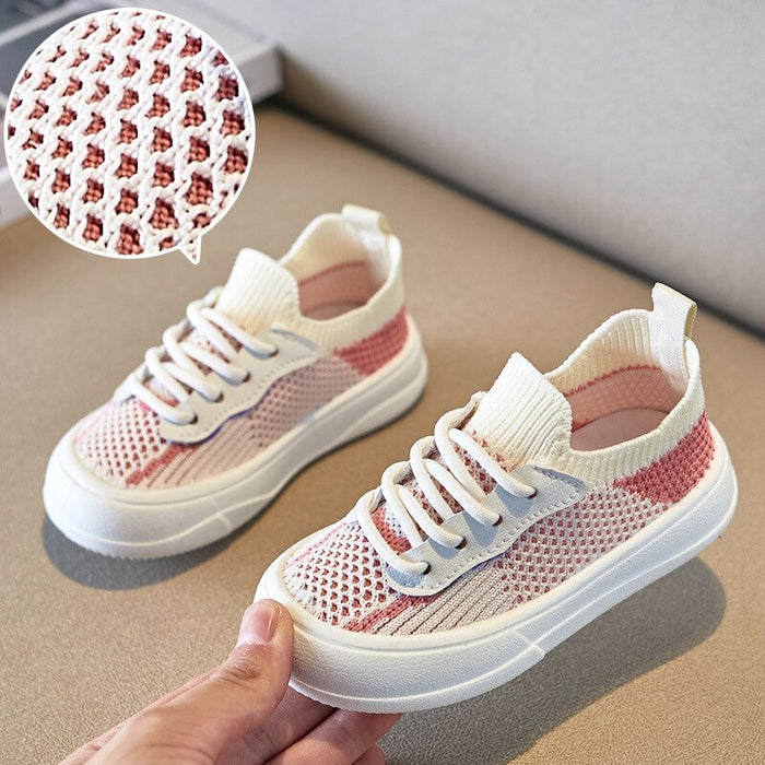 Lace Up Mesh Patterned Casual Shoes