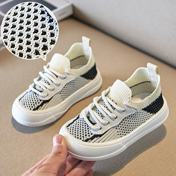 Lace Up Mesh Patterned Casual Shoes