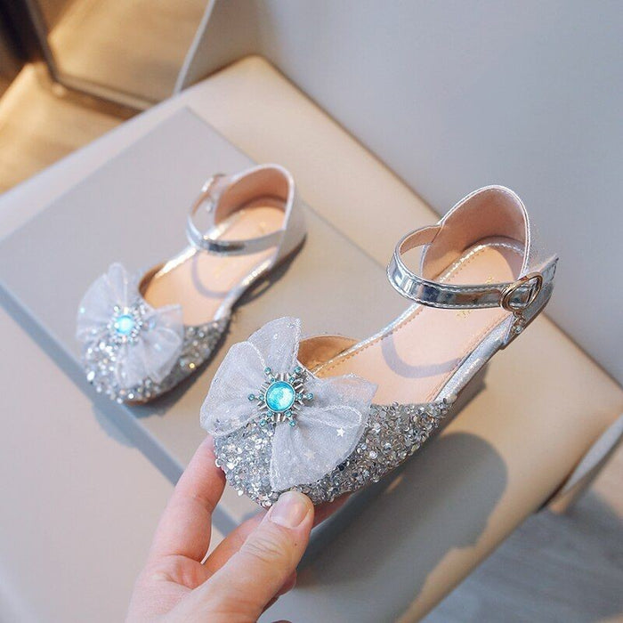 Snowflakes Sequined Rhinestone Bowtie Party Sandals