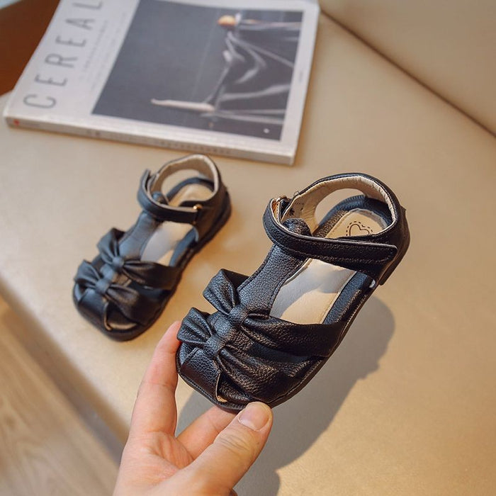 Retro Style Bowknot Pattern Soft Soled Kids Sandals