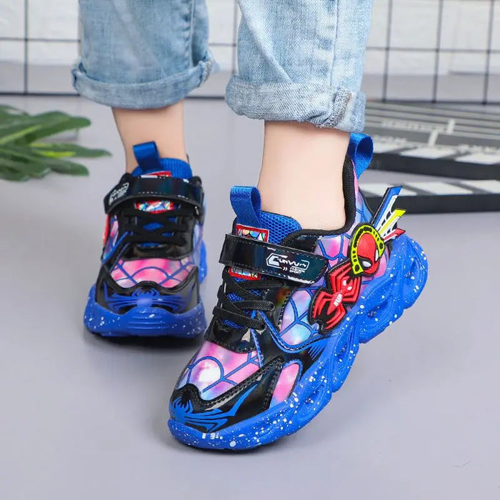 Cartoon Spiderman Sparkle LED Sneakers Shoes