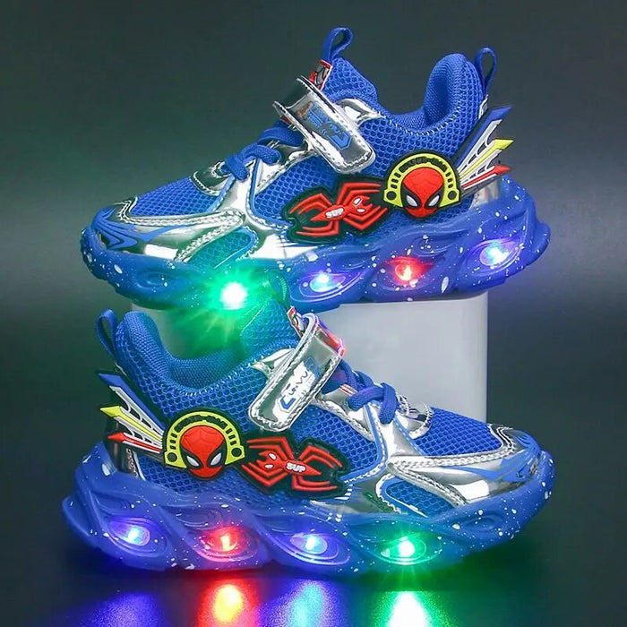 Cartoon Spiderman Sparkle LED Sneakers Shoes