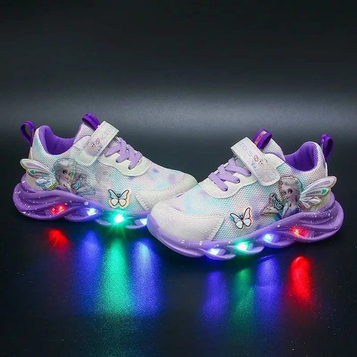 Snow Queen Children Sneakers With Led Lights