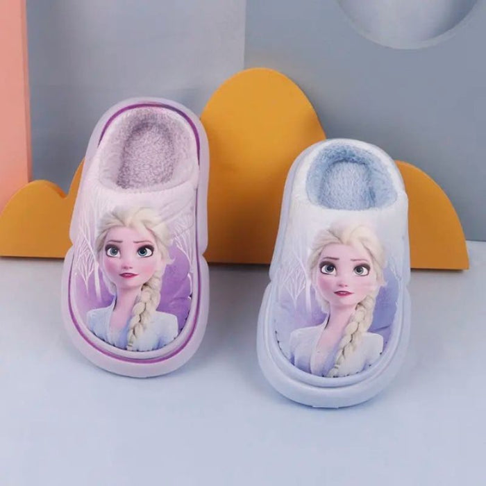 Frozen Elsa Cotton Slippers With Cozy Fur