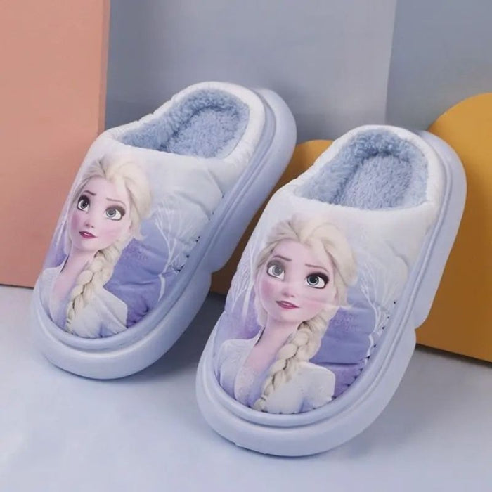 Frozen Elsa Cotton Slippers With Cozy Fur