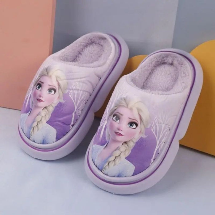 Frozen Elsa Cotton Slippers With Cozy Fur