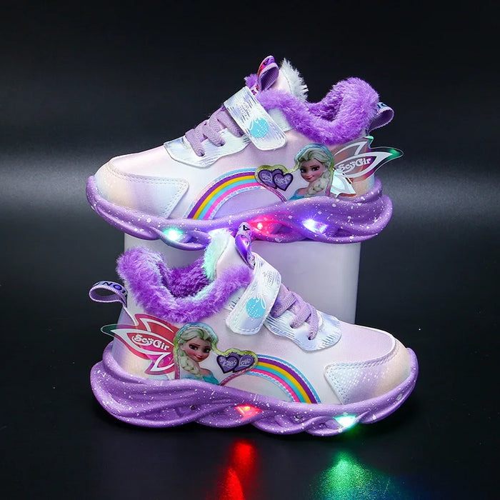 Frozen Elsa Princess Cartoon LED Outdoor Shoes