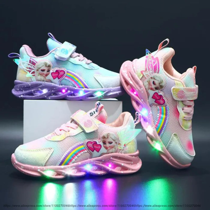 Frozen Elsa Princess Print LED Outdoor Shoes