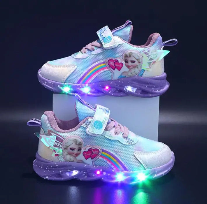 Frozen Elsa Princess Print LED Outdoor Shoes