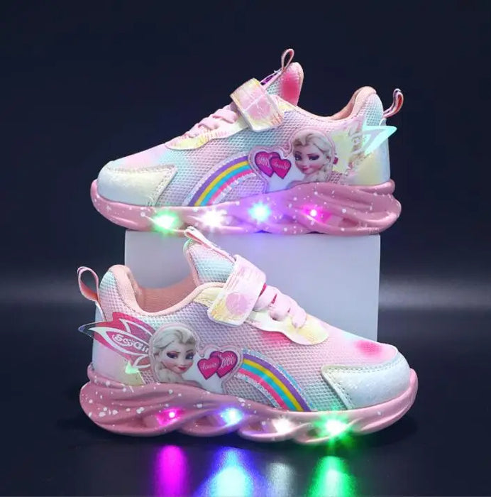 Frozen Elsa Princess Print LED Outdoor Shoes