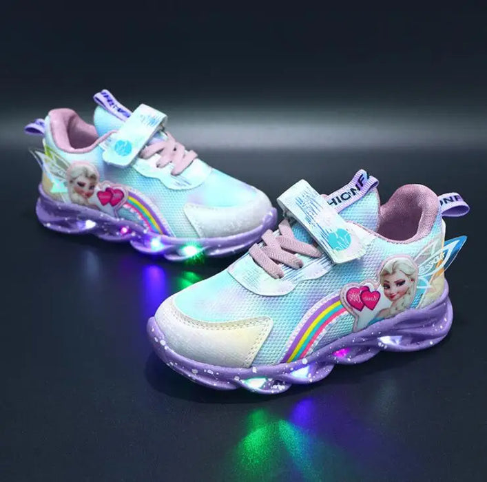 Frozen Elsa Princess Print LED Outdoor Shoes