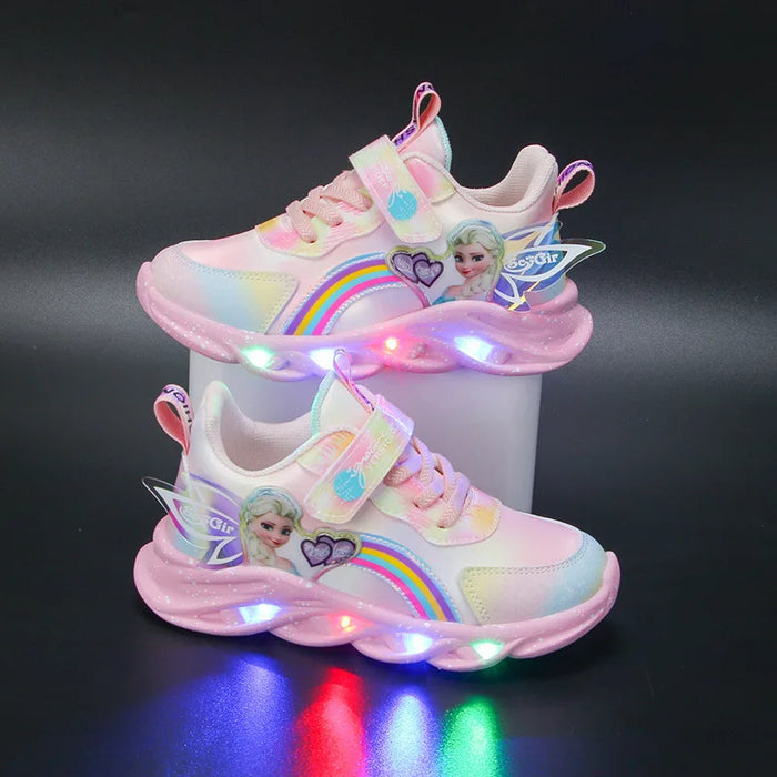 Frozen Elsa Princess Print LED Outdoor Shoes