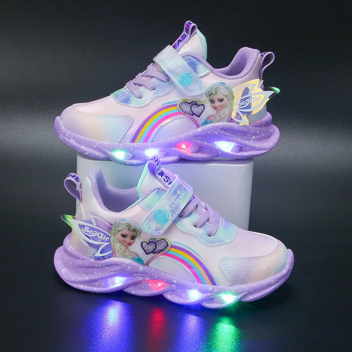 Frozen Elsa Princess Print LED Outdoor Shoes