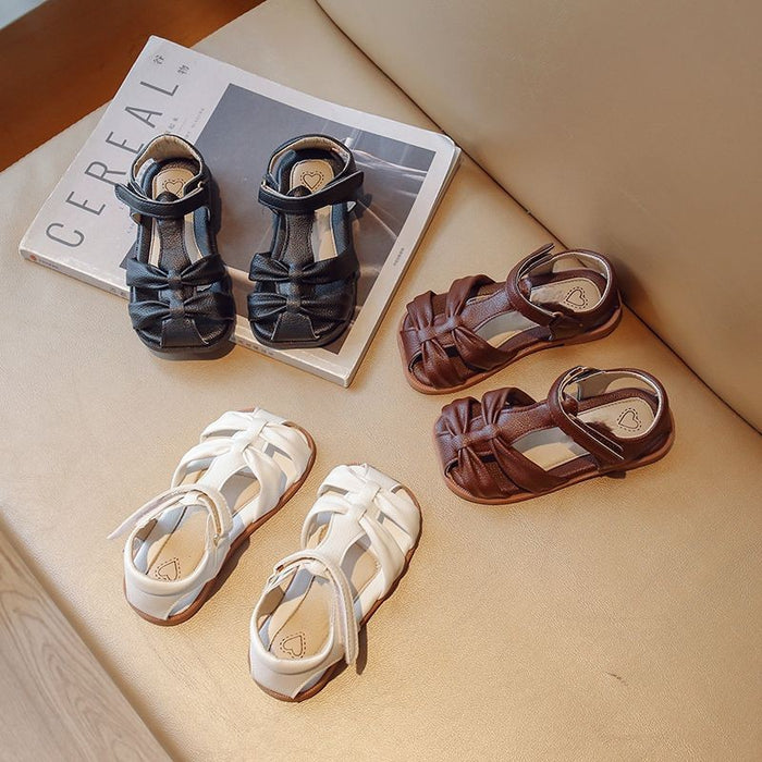 Retro Style Bowknot Pattern Soft Soled Kids Sandals