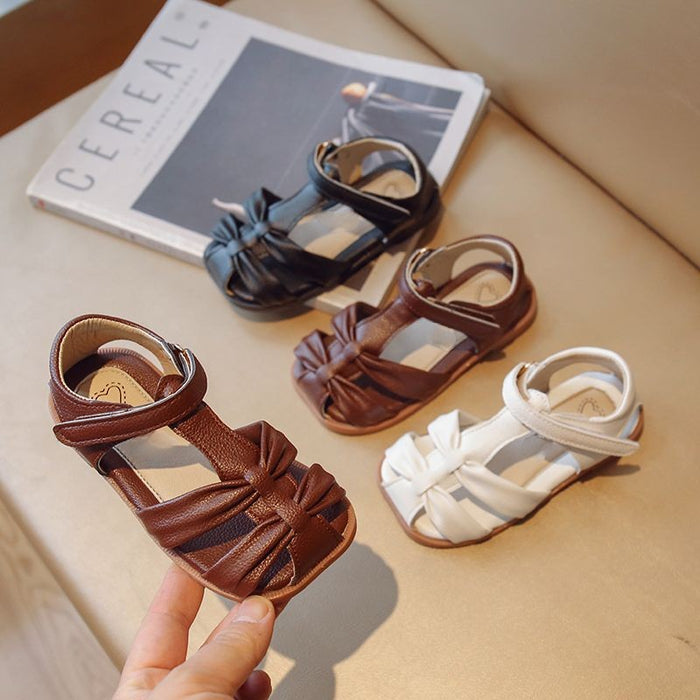 Retro Style Bowknot Pattern Soft Soled Kids Sandals