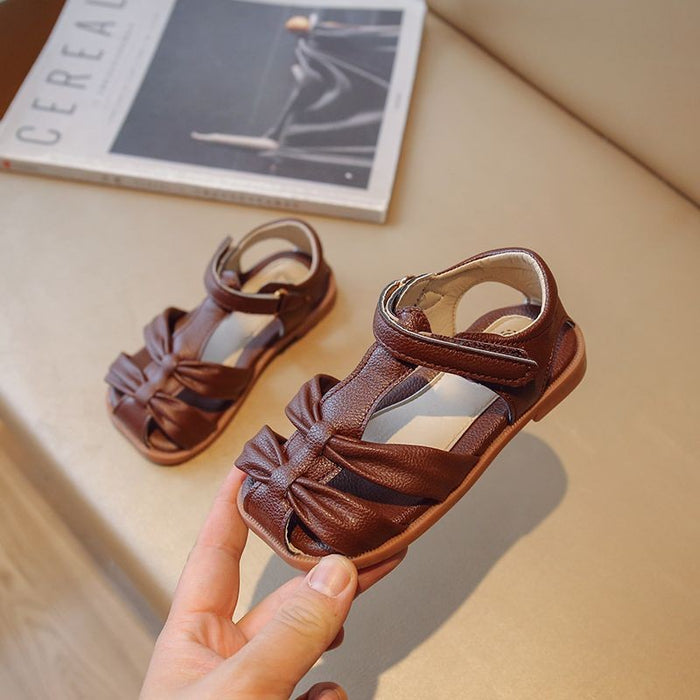 Retro Style Bowknot Pattern Soft Soled Kids Sandals