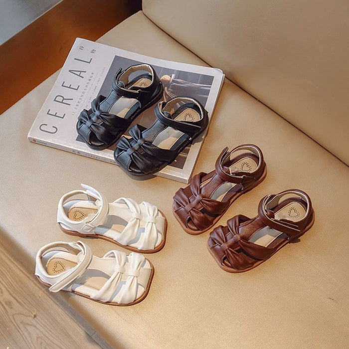 Retro Style Bowknot Pattern Soft Soled Kids Sandals