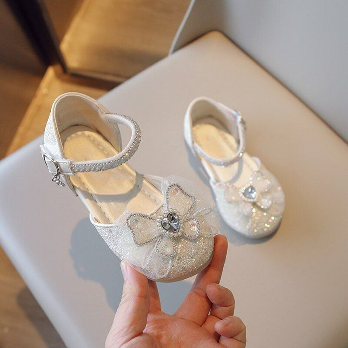 Sequined Rhinestone Bowtie Kids Beach Sandals