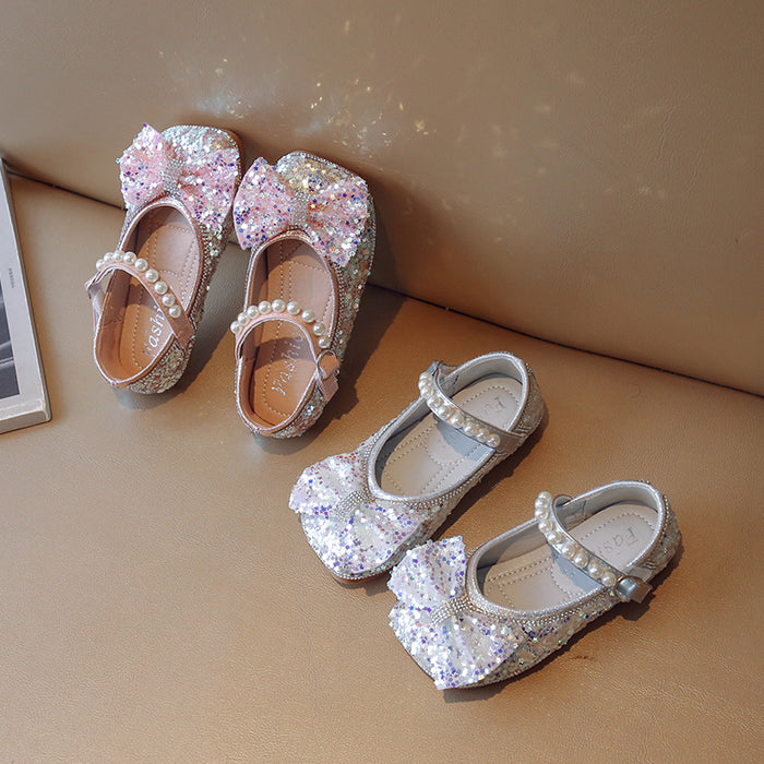 Sequin Bowtie Kids Shoes