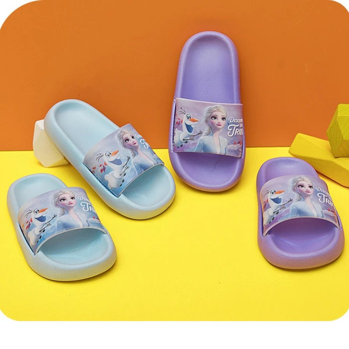 Summer Elsa And Olaf Cartoon Flat Slippers