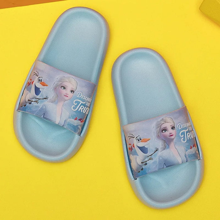 Summer Elsa And Olaf Cartoon Flat Slippers