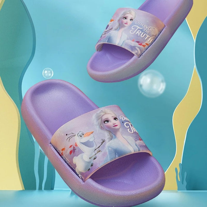 Summer Elsa And Olaf Cartoon Flat Slippers