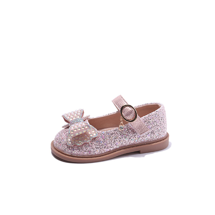 Elegant Sequin Bowtie Kids Soft Soled Shoes