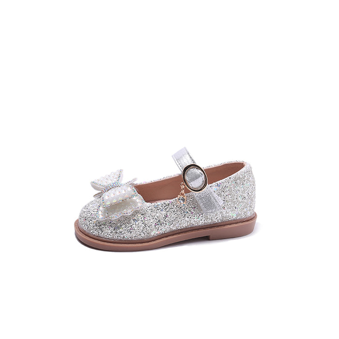 Elegant Sequin Bowtie Kids Soft Soled Shoes