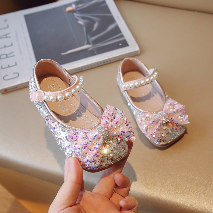 Sequin Bowtie Kids Shoes