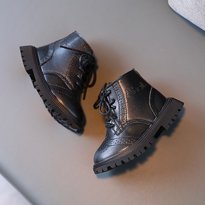 Children's Zipper Leather Boots