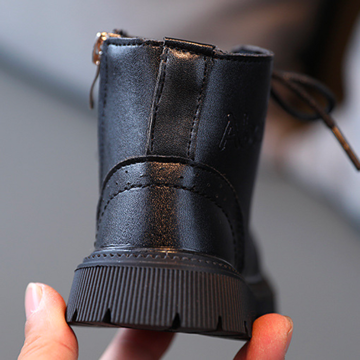 Children's Zipper Leather Boots