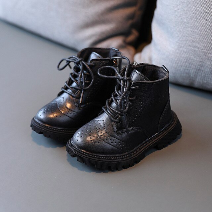 Children's Zipper Leather Boots