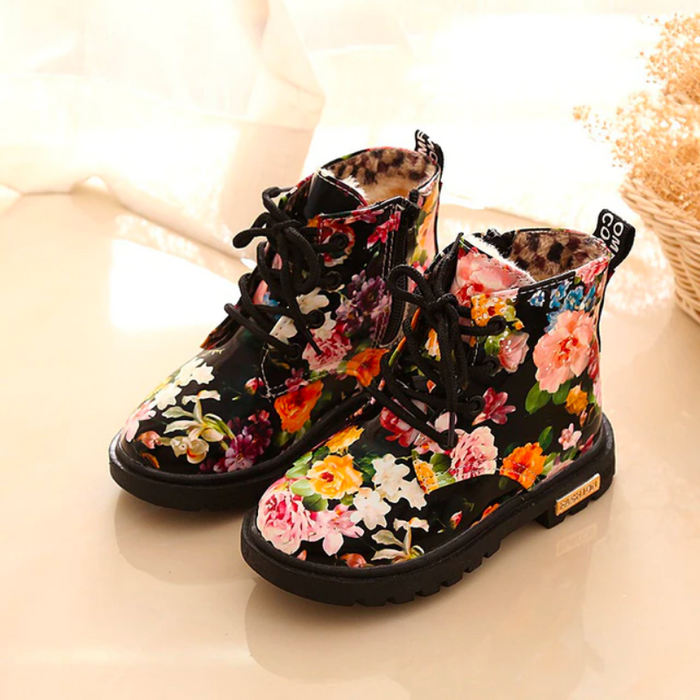 Children's Flower Printed Cotton Boots