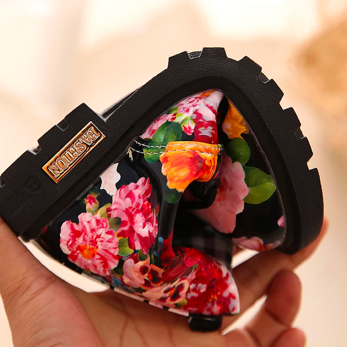 Children's Flower Printed Cotton Boots