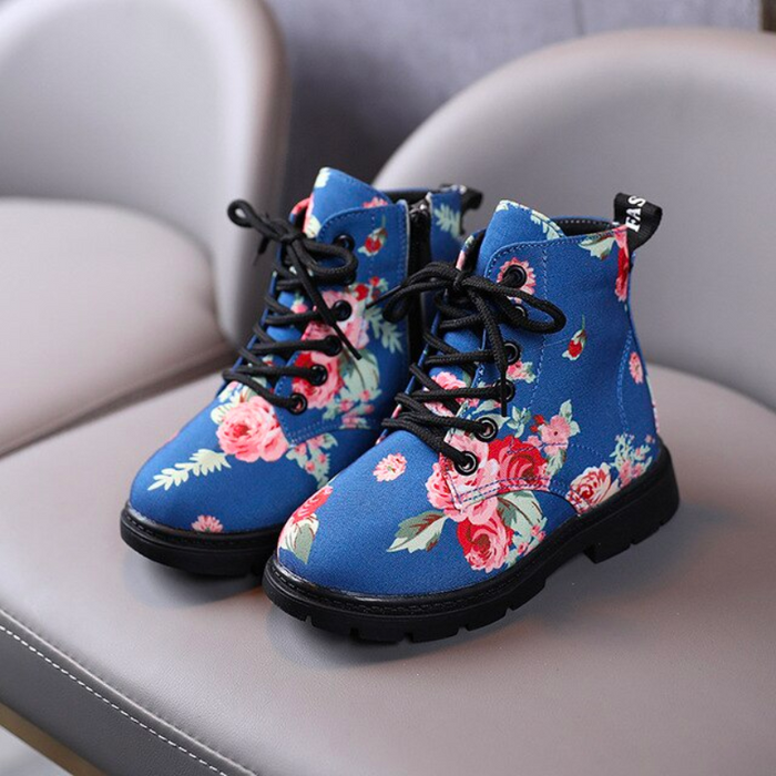 Children's Leather Printed Short Boots