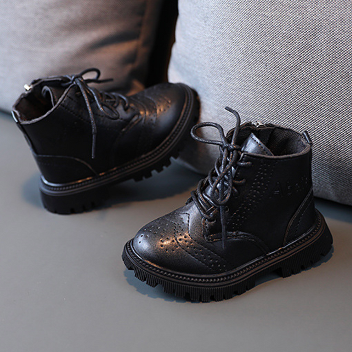 Children's Zipper Leather Boots