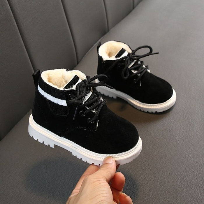 Fur Lace Up Baby Shoes