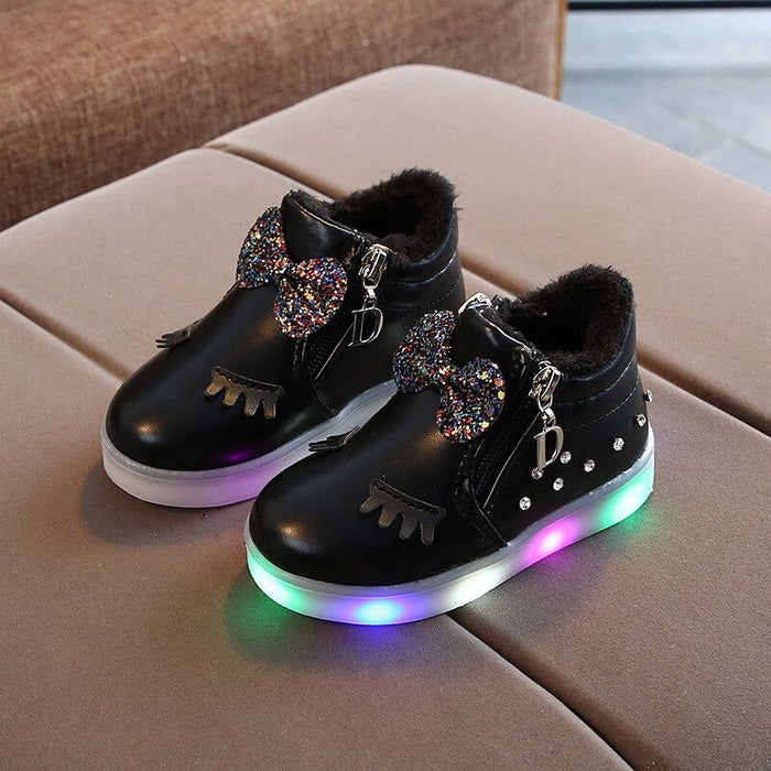 The Shiny Fur Led Casual Shoes For Babies