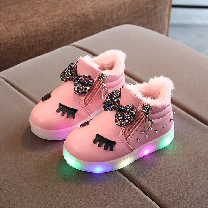 The Shiny Fur Led Casual Shoes For Babies