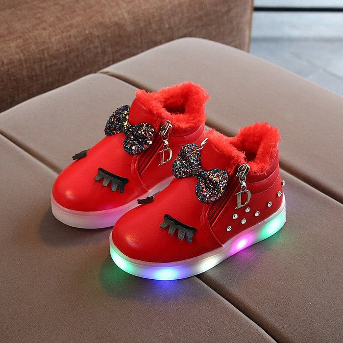 The Shiny Fur Led Casual Shoes For Babies