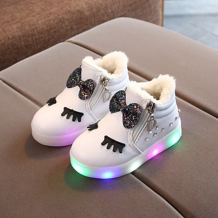 The Shiny Fur Led Casual Shoes For Babies