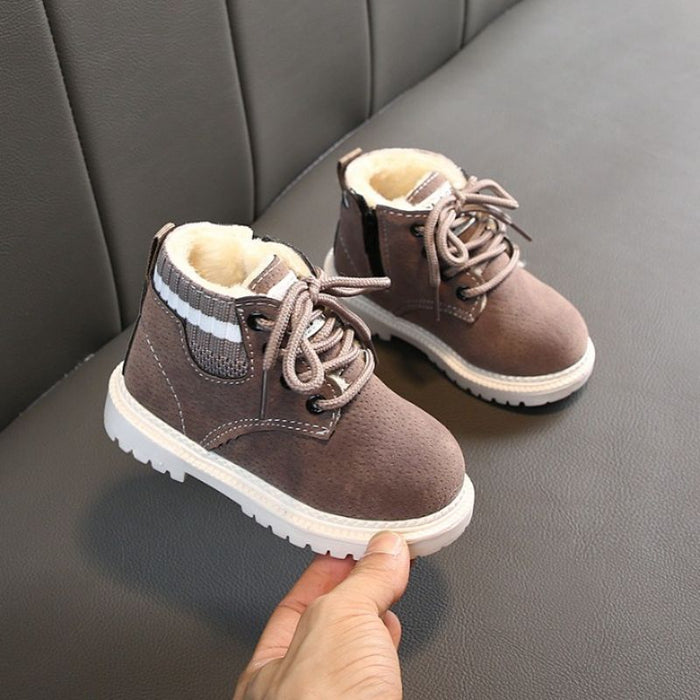 Fur Lace Up Baby Shoes