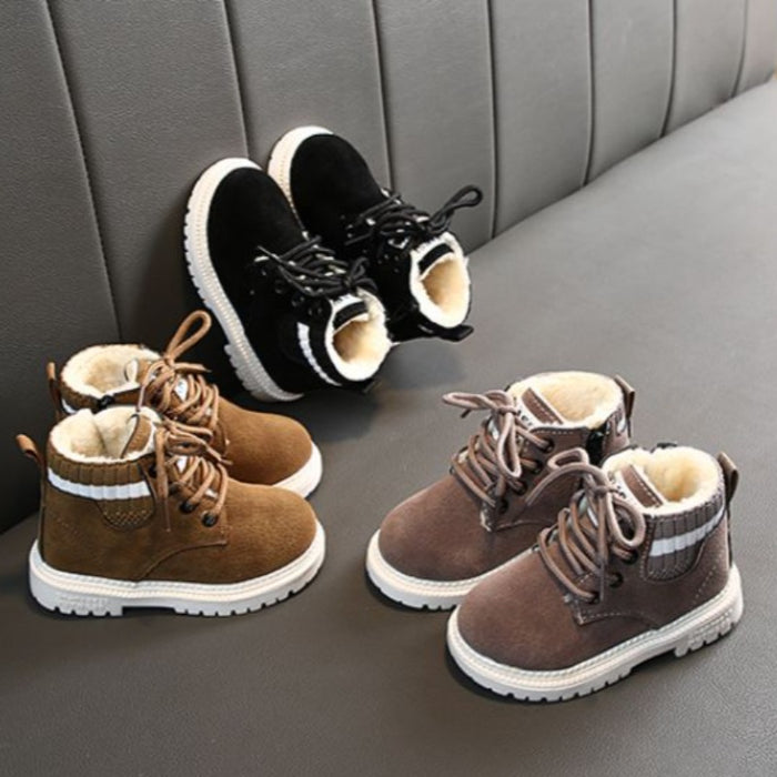 Fur Lace Up Baby Shoes