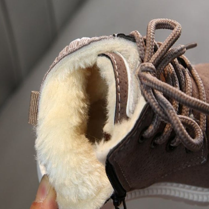 Fur Lace Up Baby Shoes