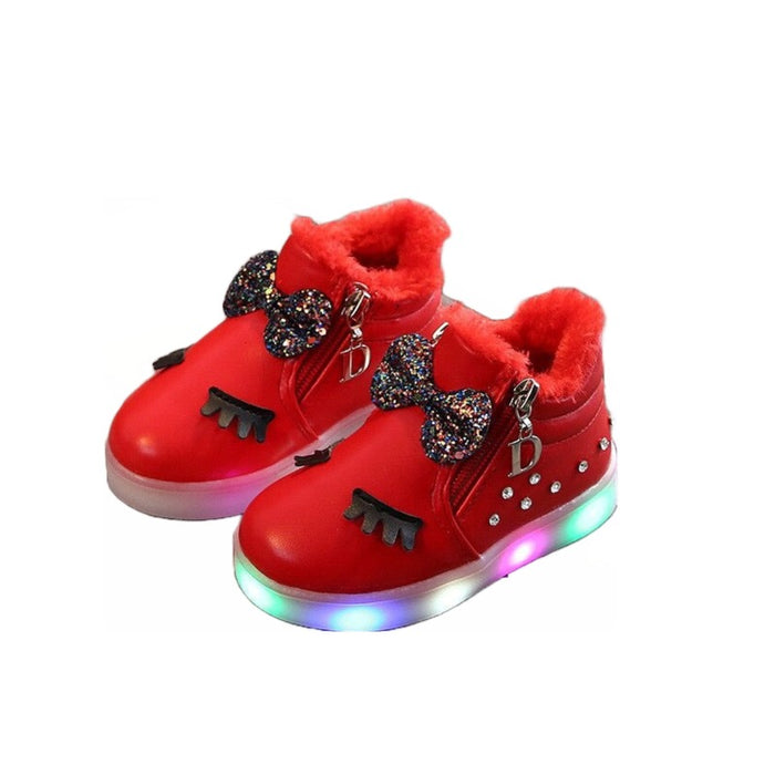 The Shiny Fur Led Casual Shoes For Babies