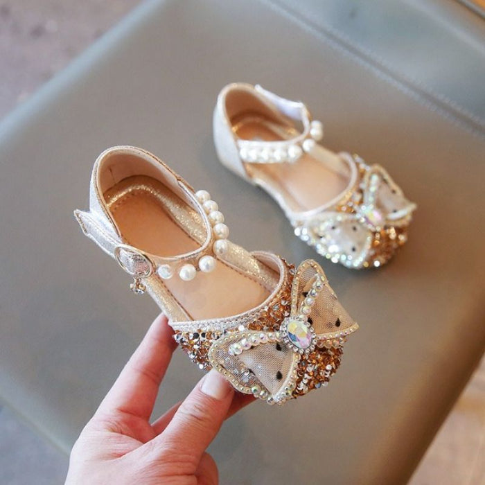 Bow With Rhinestone Styled Baby Sandals