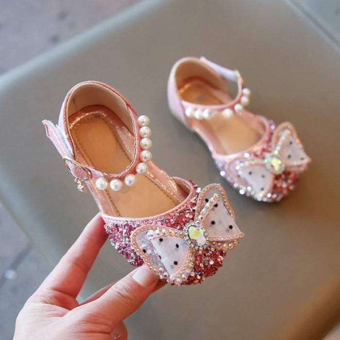 Bow With Rhinestone Styled Baby Sandals