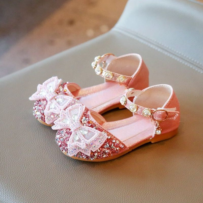 Bow With Rhinestone Styled Baby Sandals