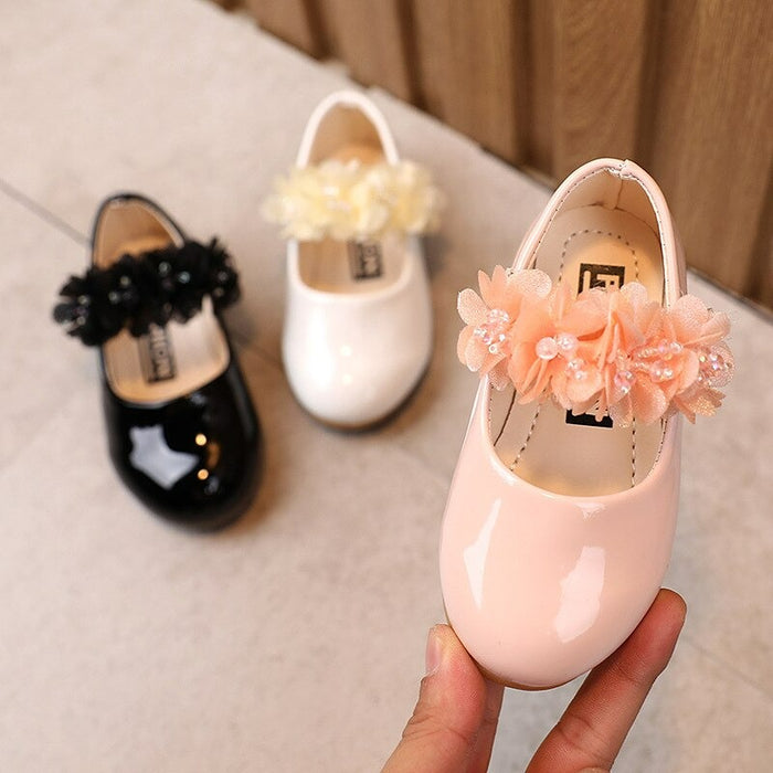 Girls Pearl Flower Lace Princess Non-Slip Sandals